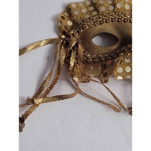 Vintage Golden Masquerade Mask with Bells and Sequins. - Picture 3 of 8